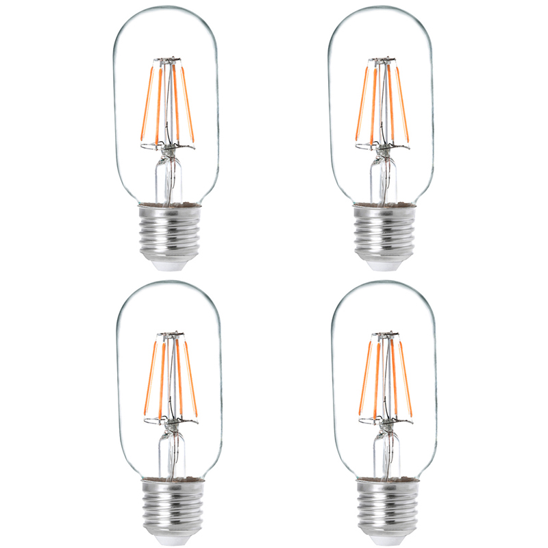 T45 E26/E27 4W LED Vintage Antique Filament Light Bulb, 40W Equivalent, 4-Pack